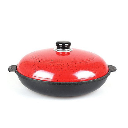 With Molly Yosul Direct Fire Grill Pan for Grilling steakm, Hot Pot cooking,Pan cooking Roasted Sweet Postatoes Red 11.8"