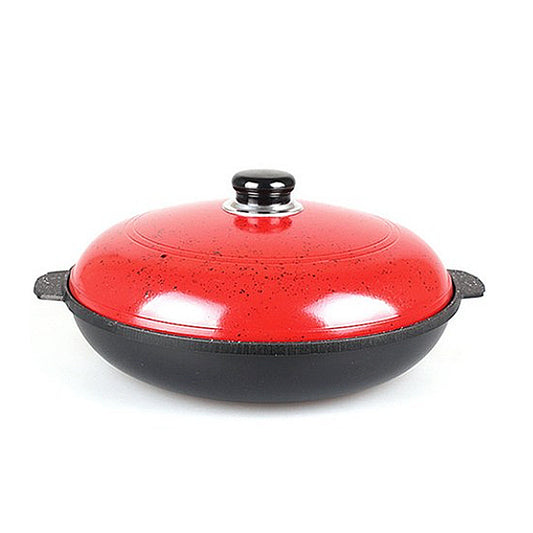 With Molly Yosul Direct Fire Grill Pan for Grilling steakm, Hot Pot cooking,Pan cooking Roasted Sweet Postatoes Red 11.8"