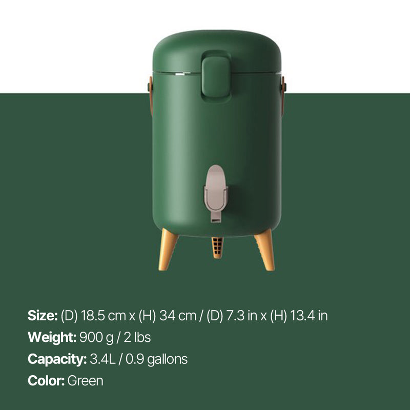 With Molly Mita Camping Water Cooler Jug Dispenser for Kids Home Cafe  3.4L, Green  7.3in x 7.3 in x 13.4 in