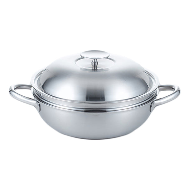 With Molly C-one Metal 316TI 5 Layers  stainless steel Nonstick Party Wok With Lid 11" and Steamer set