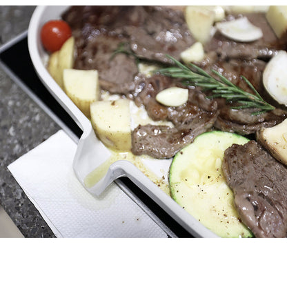 With Molly IH Pastel Color Ceramic Coating Square Grill Roasting Pan With Ceramic Handle IOVRY 15x13x1.2inch