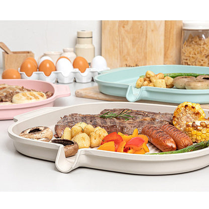 With Molly IH Pastel Color Ceramic Coating Square Grill Roasting Pan With Ceramic Handle IOVRY 15x13x1.2inch