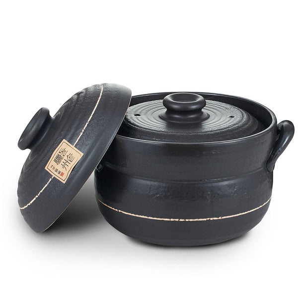 Yeoju traditional Korean Stone Pot  with Lid  Clay Pot for Cooking Hot Pot variety of dishes Cookware black 8.7x7x4.5 inches