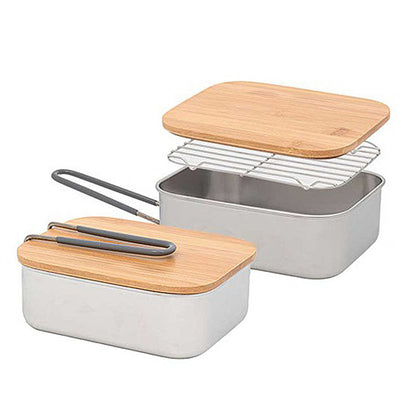 With Molly Camping  multi-purpose set that can be used as a pot, cutting board, or food storage box 2P 7.3 x 5.5 x 2.6 inches