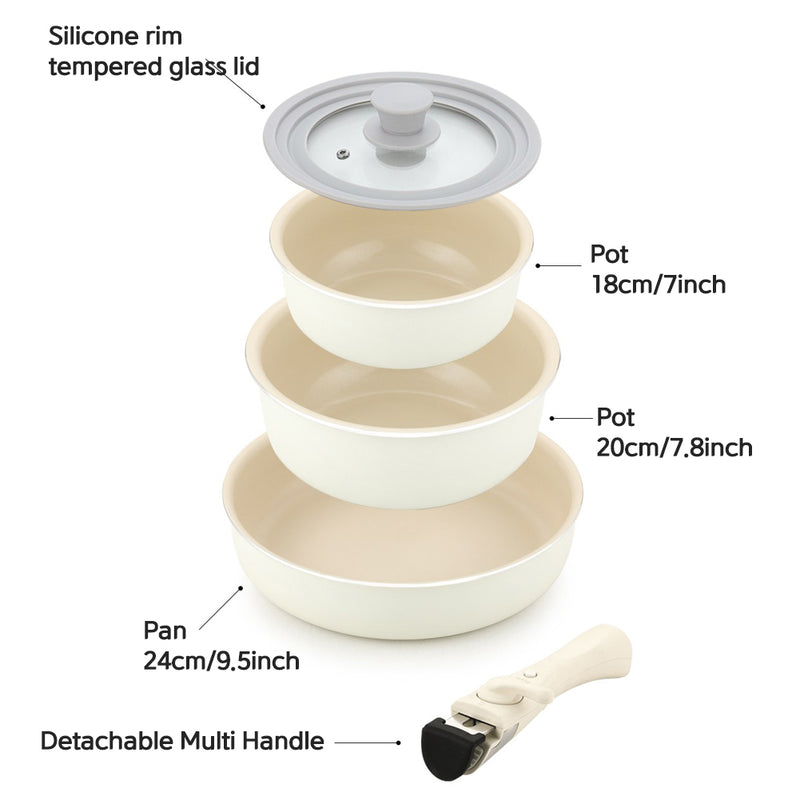 It likes dore IH hands free organic Pot Cookware Set of 5P Ivory