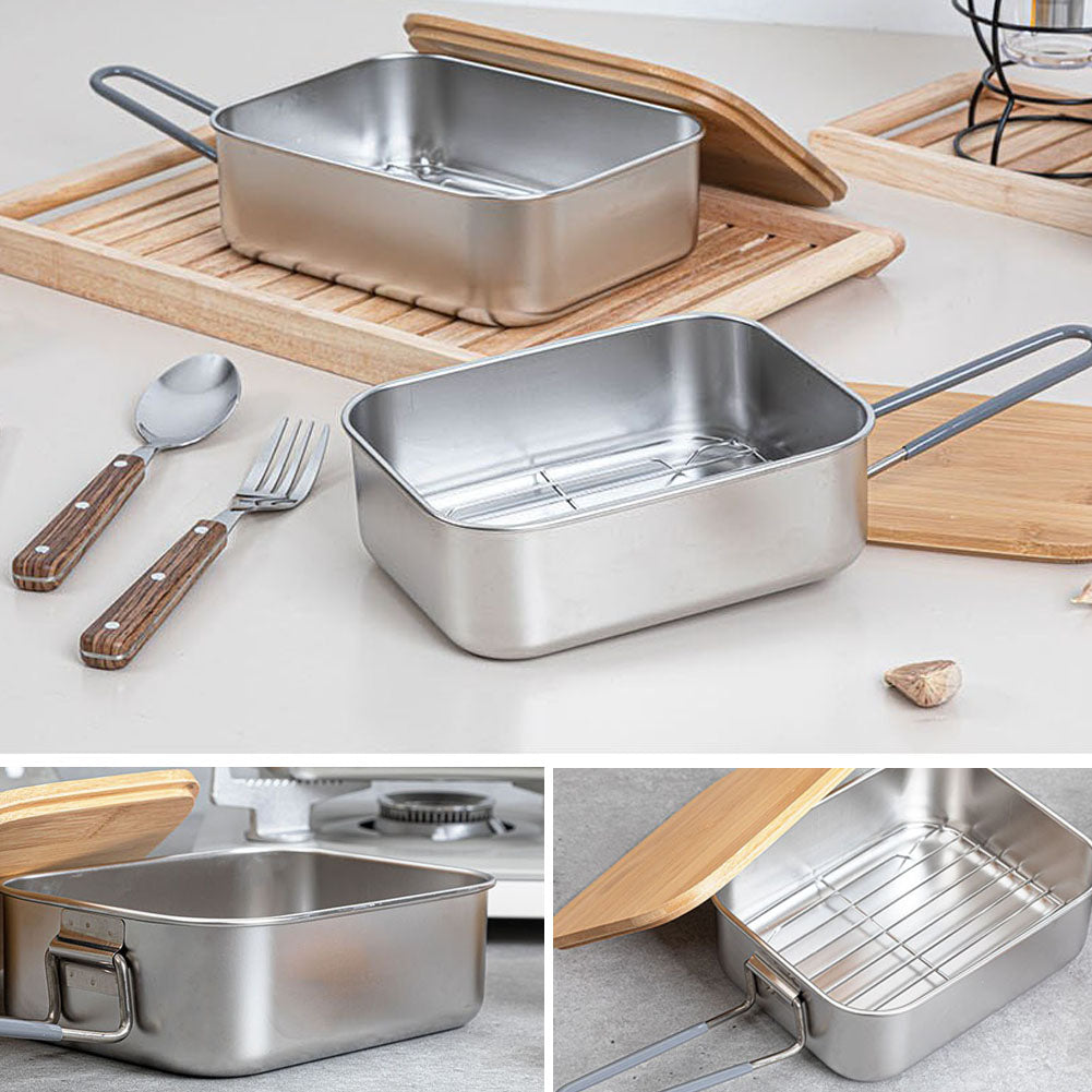 With Molly Camping  multi-purpose set that can be used as a pot, cutting board, or food storage box 2P 7.3 x 5.5 x 2.6 inches