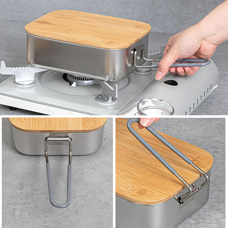 With Molly Camping  multi-purpose set that can be used as a pot, cutting board, or food storage box 2P 7.3 x 5.5 x 2.6 inches