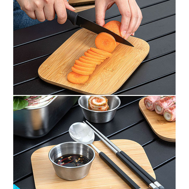 With Molly Camping  multi-purpose set that can be used as a pot, cutting board, or food storage box 2P 7.3 x 5.5 x 2.6 inches