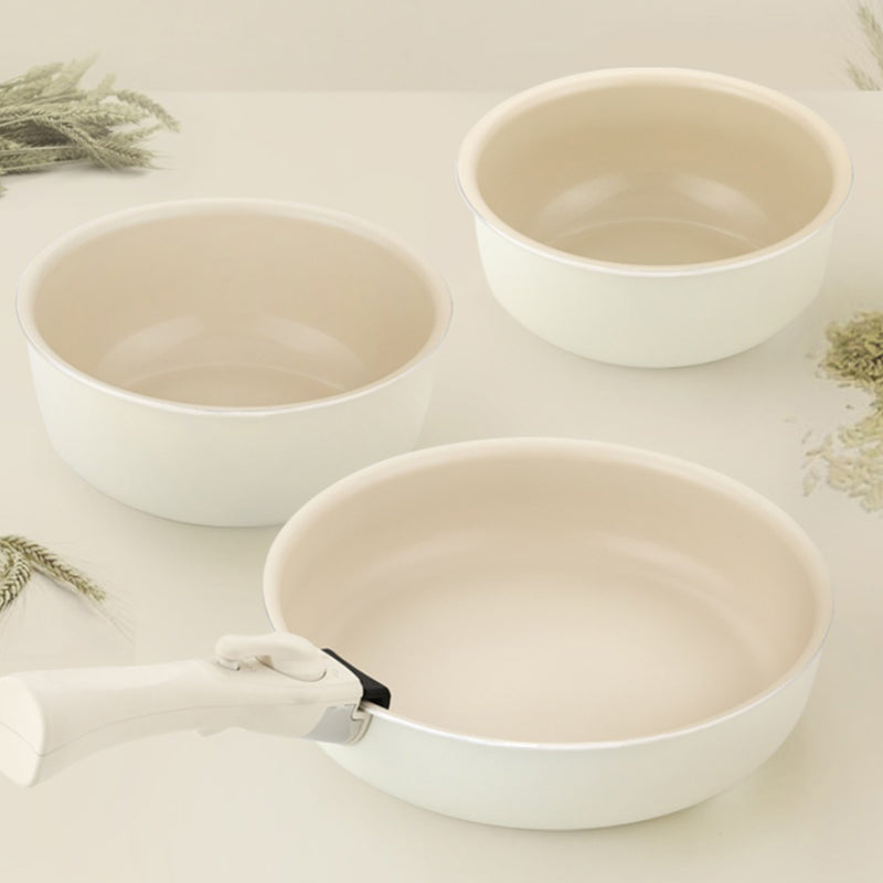 It likes dore IH hands free organic Pot Cookware Set of 5P Ivory