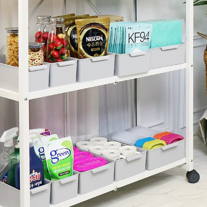 Plastic Storage Bins Pantry Organization and Storage Containers Storage Baskets Shelf Organizer Bins OfficeLarge 2p + Medium 3p + Small 5p set Gray