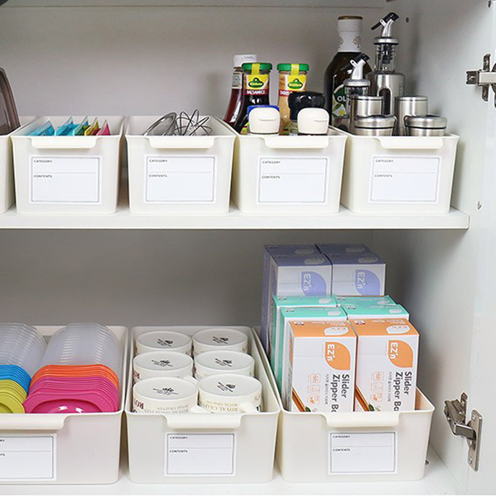 Plastic Storage Bins Pantry Organization and Storage Containers Storage Baskets Shelf Organizer Bins OfficeLarge 2p + Medium 3p + Small 5p set Gray