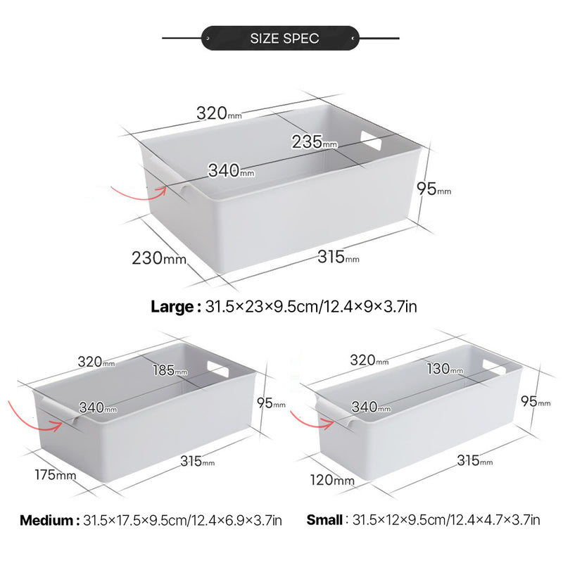 Plastic Storage Bins Pantry Organization and Storage Containers Storage Baskets Shelf Organizer Bins OfficeLarge 2p + Medium 3p + Small 5p set White