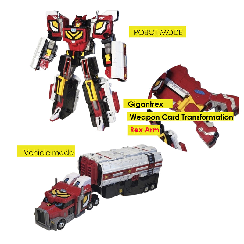 Metal Cardbot S  Gigantrex Robot Mode Vehicle Mode Weapon Card Transformation Rex Arm  15"x 12.6"x  4.7"