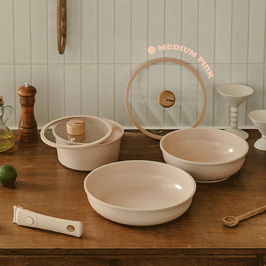 With Molly Gongan Removable handle Pot Cookware Set of 3P pink