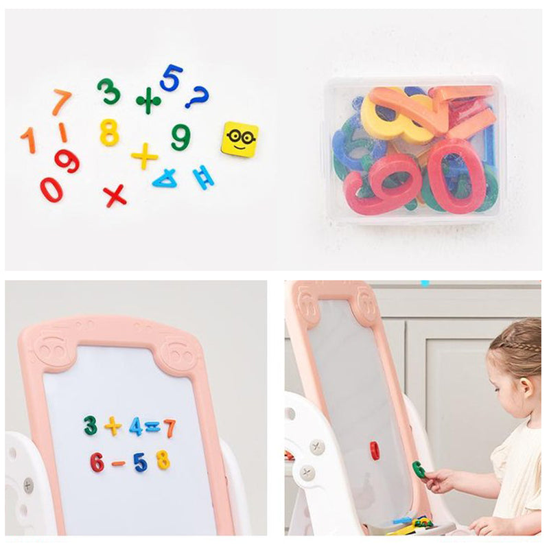 Kids Magnetic Play Desk Chair Set for children's various activities Pink 22x22.4x37in