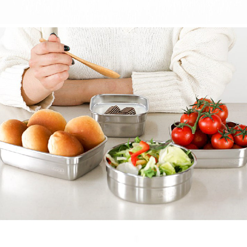 With Molly stenlock stainless steel container 6P -Round 4P (4.5x3in 0.27lbs) + Square 2P (7x5x3.2in 0.5lbs)