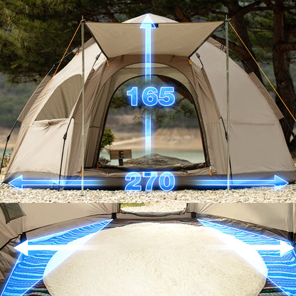 With Molly Roti Camp Hexagon One Touch Tent with Instant Setup in 5 Seconds for 4-5 People tan 106(W)x87(D)x65(H)inch