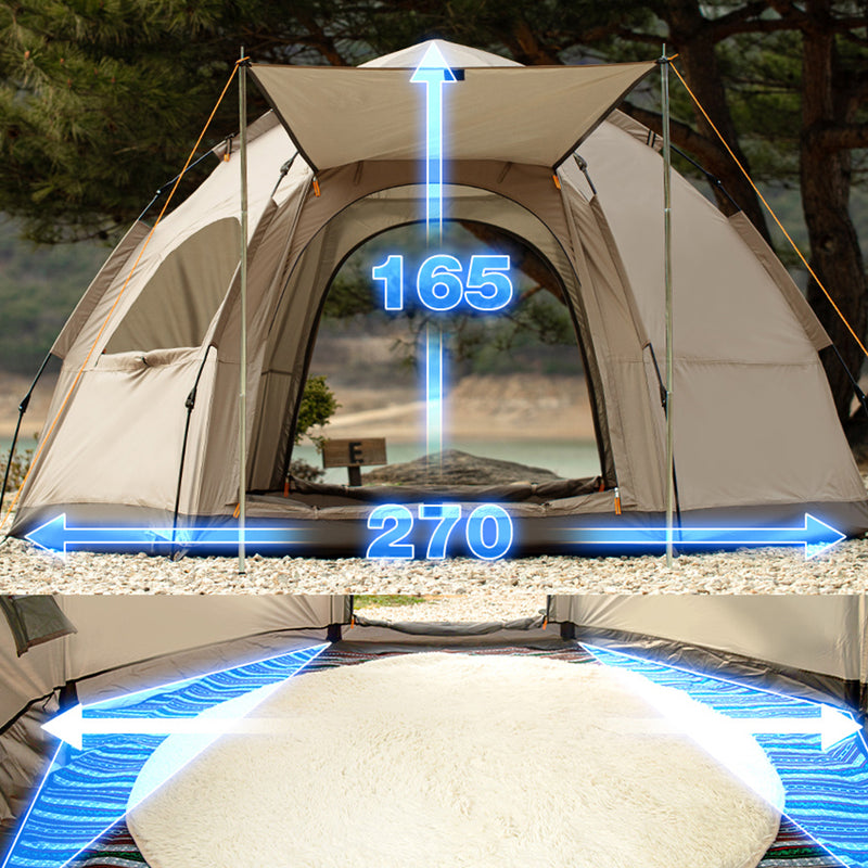 With Molly Roti Camp Hexagon One Touch Tent with Instant Setup in 5 Seconds for 4-5 People tan 106(W)x87(D)x65(H)inch
