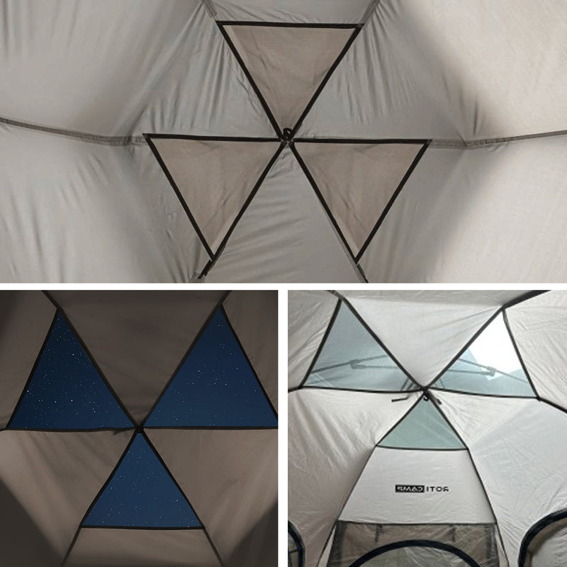 With Molly Roti Camp Hexagon One Touch Tent with Instant Setup in 5 Seconds for 4-5 People tan 106(W)x87(D)x65(H)inch
