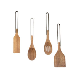 Modern style Acacia Wooden Kitchen Utenails Set  of 4P - Spatula / Perforated spoon / Stir-fry spatula / Cooking spoon