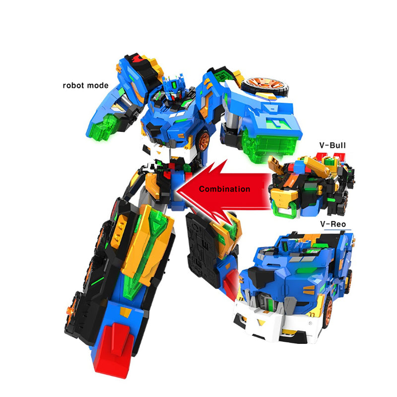 Miniforce V Rangers Bolt Legend King Leo Bulls V 2 Stage Transformation Robot Mode Vehicle Mode 11.8x4.7X11(in)