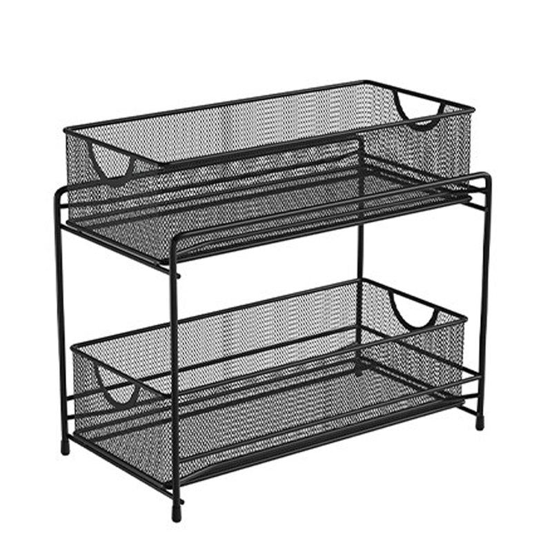 With Molly Mash sliding storage box 2 Tier Sliding Basket Organizer Drawer as kitchen/bathroom/office black 7.4x13.7x12.7inch