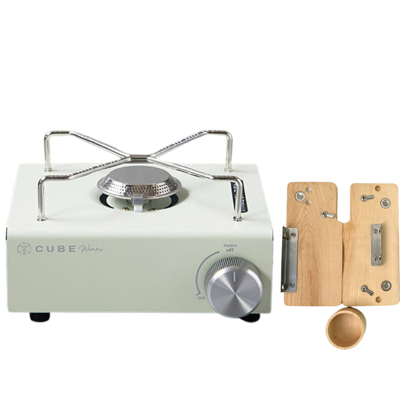 With Molly Kovea Winni cube Gas Stove wood with storage emotional camping - Stove + Wood Accessories + Compact Plastic Inbox Set Cream