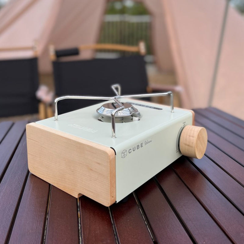 With Molly Kovea Winni cube Gas Stove wood with storage emotional camping - Stove + Wood Accessories + Compact Plastic Inbox Set Cream