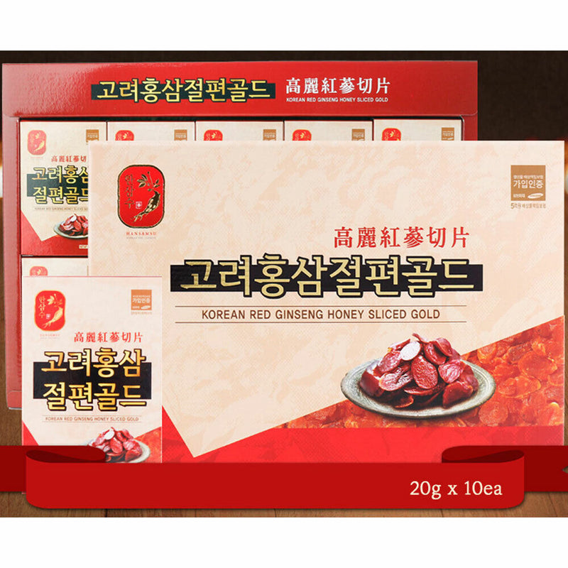 Hansamsu Korean Red Ginseng Root Slice Case 20g x 10packs 1 box