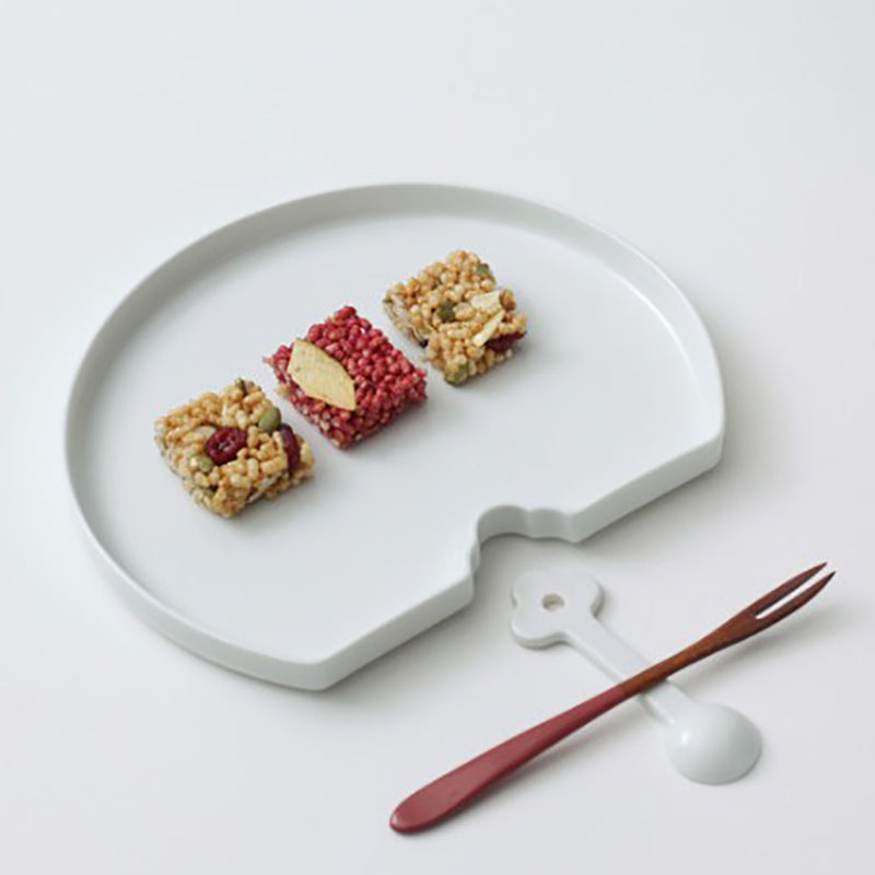 With Molly SBG Handmade Artisan Fan Shaped Plate Set Dish + Fork/Chopstick Rest Matte 8.2x6.8x0.7inch