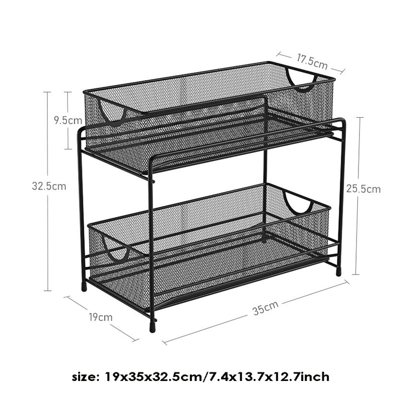 With Molly Mash sliding storage box 2 Tier Sliding Basket Organizer Drawer as kitchen/bathroom/office black 7.4x13.7x12.7inch
