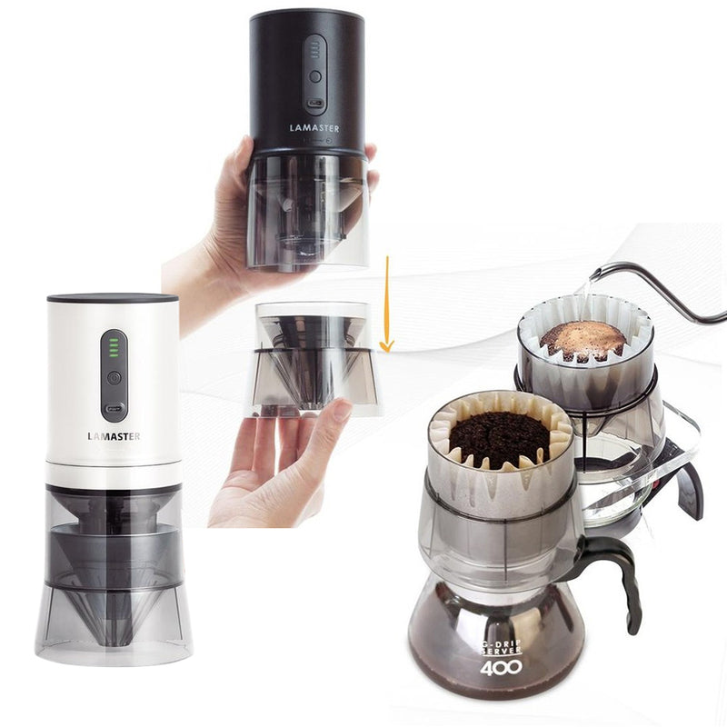 4-in-1 smart Portable Automatic Coffee Bean Grinder Coffee Brewer Maker Tumbler Hand Drip Set for Outdoor Camping White 8.2x3.9x3.1inch