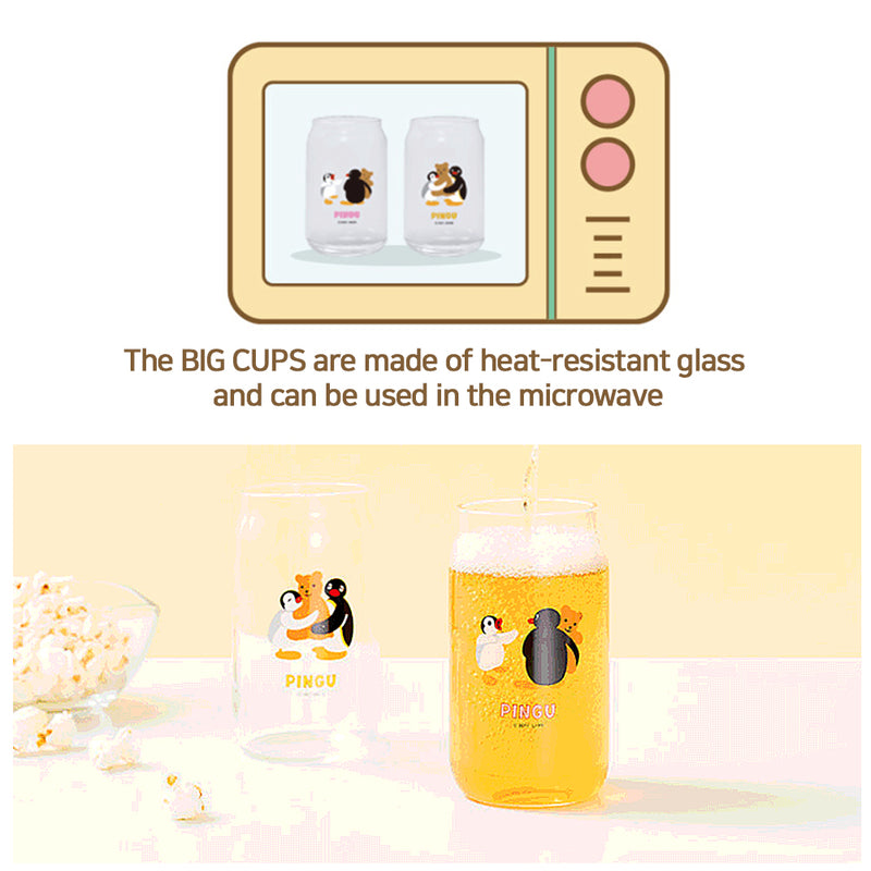 Cute penguin image glass set 2P beer cups and 2P whiskey cups