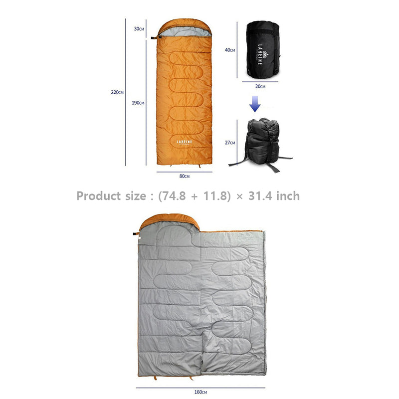 Warm Camping Heated Sleeping Bag Washerable Four Seasons USB Charging Type Orange