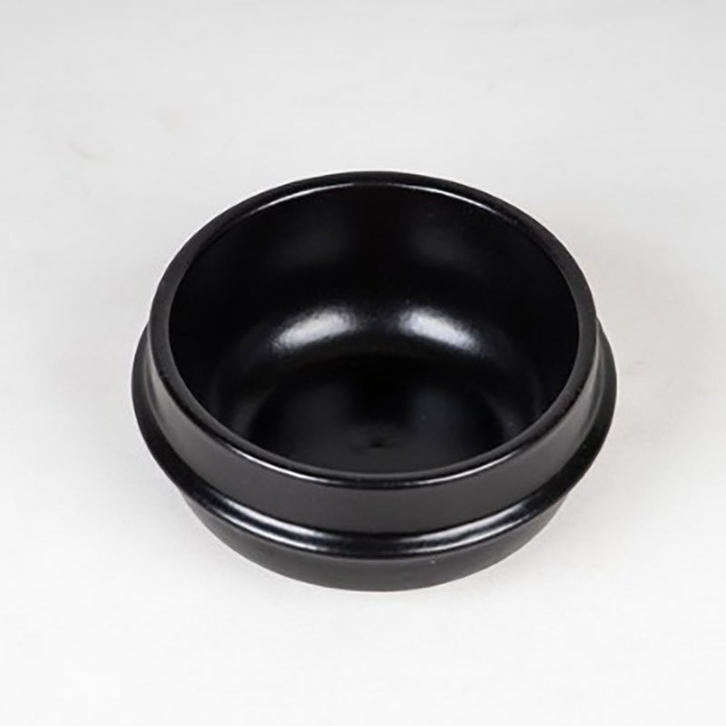 Korean Stone Bowl with Lid & Tray , Premium Ceramic, Stone Hot Pot for Bibimbap Egg custard Soup 6.1" x 3.15"