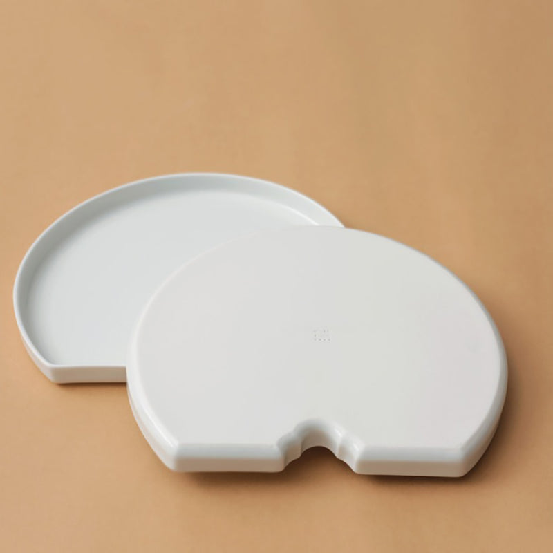 With Molly SBG Handmade Artisan Fan Shaped Plate Set Dish + Fork/Chopstick Rest  glossy  8.2x6.8x0.7inch