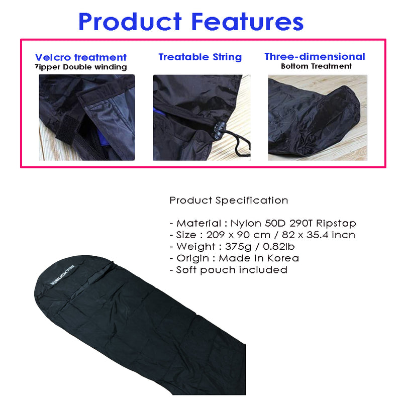 BUCK703  Waterproof sleeping bag cover to protect sleeping bags that are difficult to wash  Camping Travel Outdoor Covering  82 x 35.4in