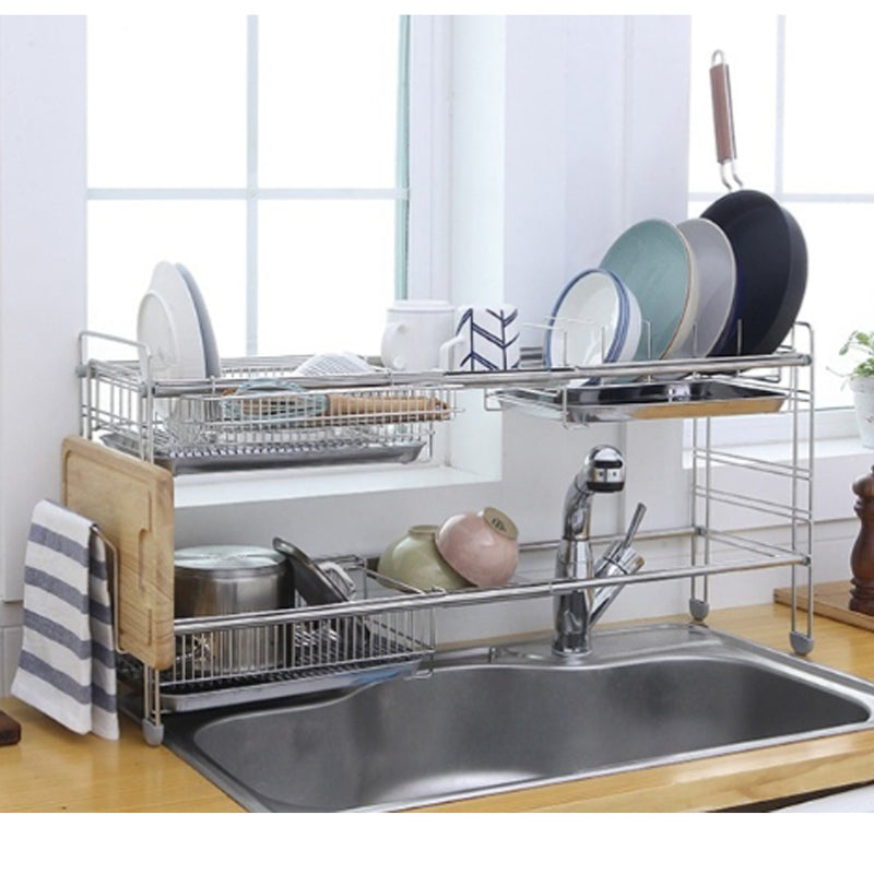 Casero Dish Drying Rack 2-tier Stainless Steel Convenient width adjustment 20.4in~36.2in