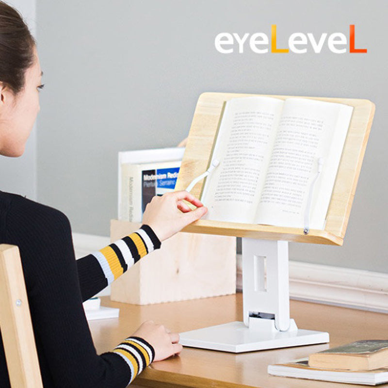 EYELEVEL Wooden Book Stand Reading Rest Bookrest Cookbook Laptop Holder For textbook Music Score desk Laptop Height adjustable 270° Angle Adjustable