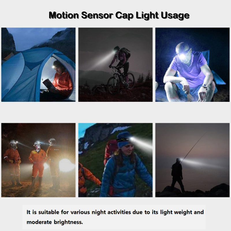 Fishing Head Lantern Motion Sensor Rechargeable LED Cap Light Flash