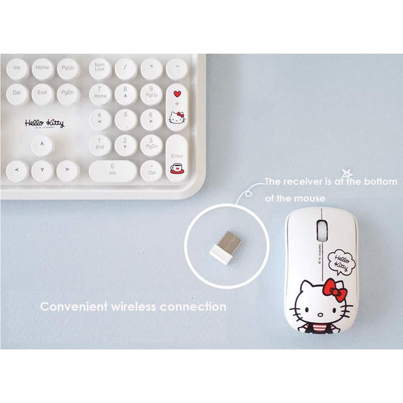 Digital Ventus Hello Kitty Retro 2.4GHz Wireless Keyboard + Mouse Set, Keyboard Korean/English (White)