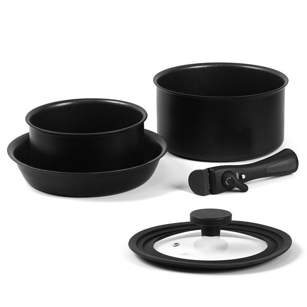 KA black IH Induction Cookware Set of 3P with lid & magic handle