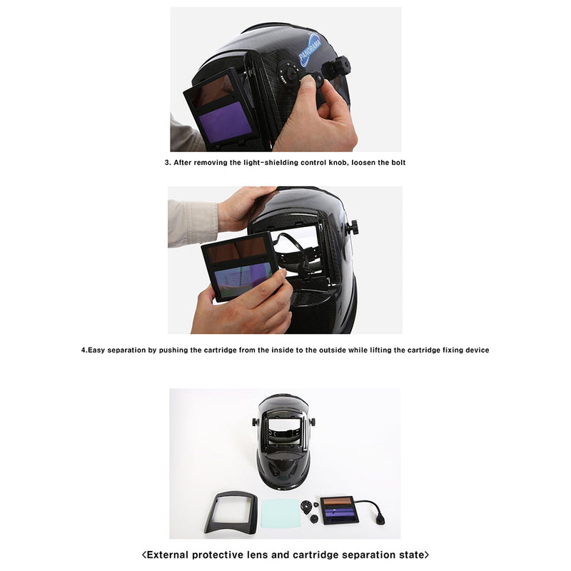 afety Car Welding Helmet Surface Panorama (Silver) Automatic Light Blocking Safety Certification Electronic Helmet External Grinder Mode Switchable