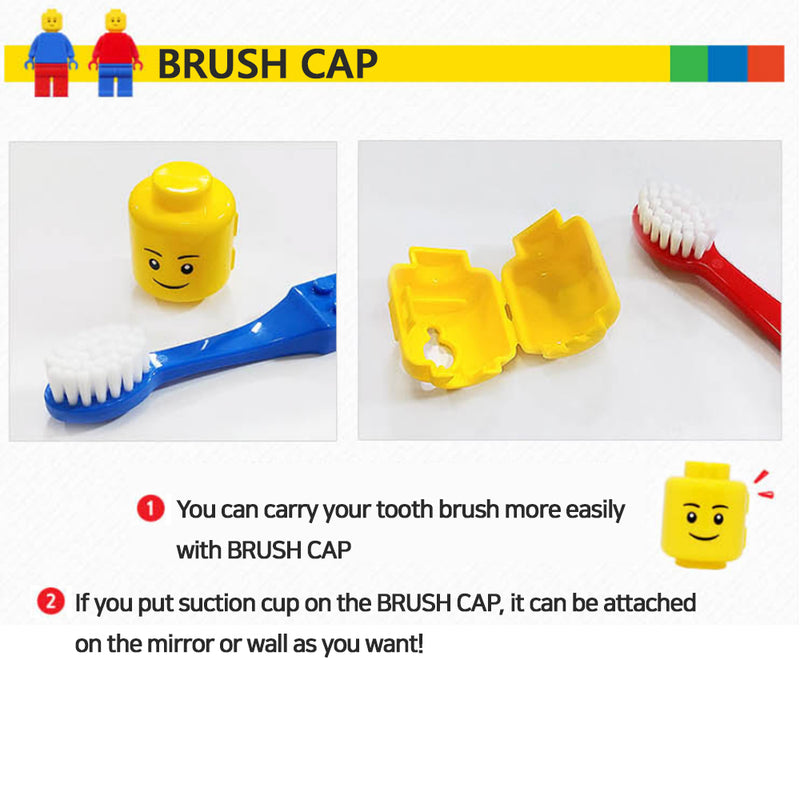 Oxford LEGO Figure toothbrush SET 3 BRUSHES 1 HOLDER 1 CAP 1 CUP BPA Free