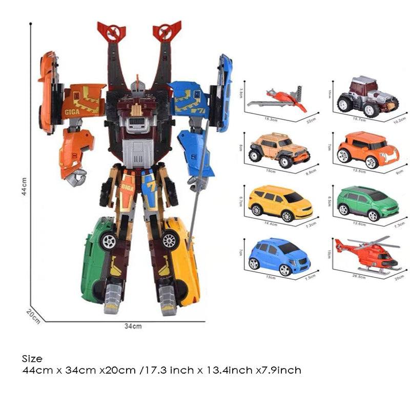 Tobot 7-unit Giga Seven 7 cars  Transformed into one Robot 25.2 x 16.1 x 7.5inch