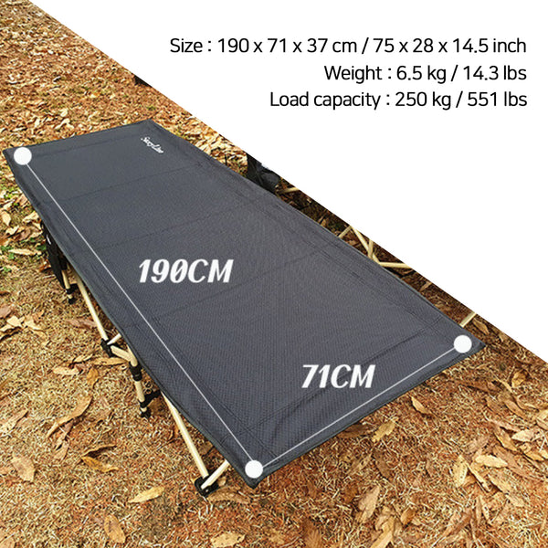 Waterproof Camping Cot Supports 14.3lbs Sleeping Bed Folding carbon steel Frame Portable with Carry Bag Oxford 1200D fabric ivory