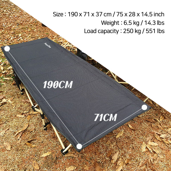 Waterproof Camping Cot Supports 14.3lbs Sleeping Bed Folding carbon steel Frame Portable with Carry Bag Oxford 1200D fabric Black