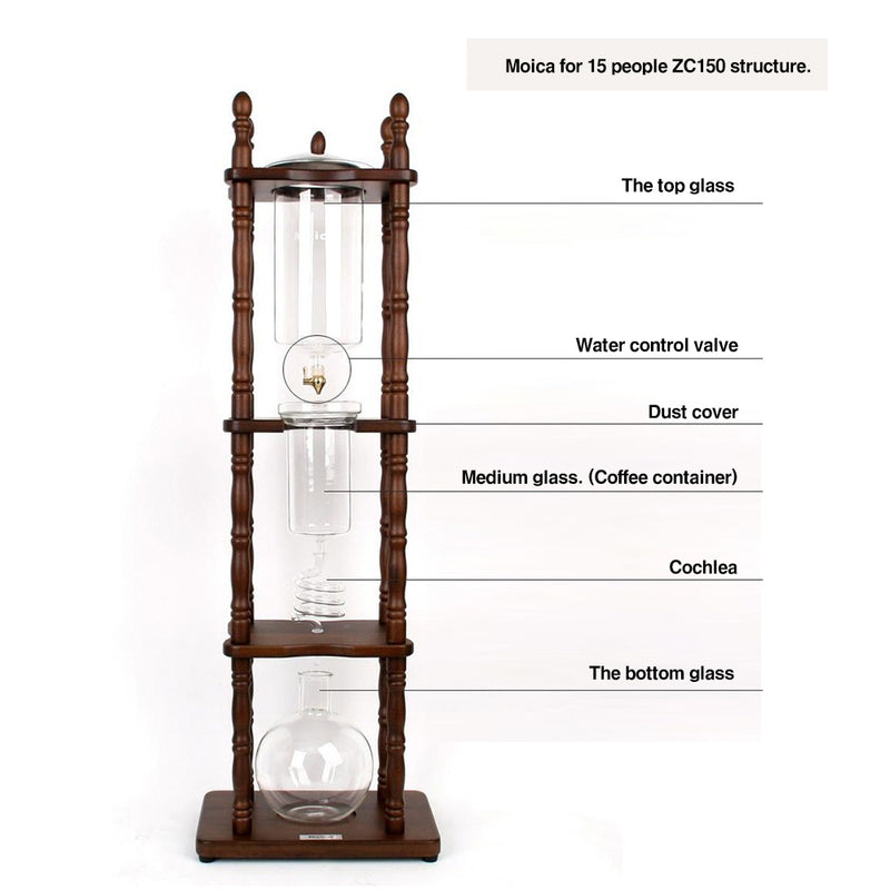 ZC150  Classic Dutch Coffee Cold Brew Coffee Iced Coffee Maker Home Hand Drip Dutch Machine (1500ml) For 15 People 11.8 x 8.2 x 36.2 in